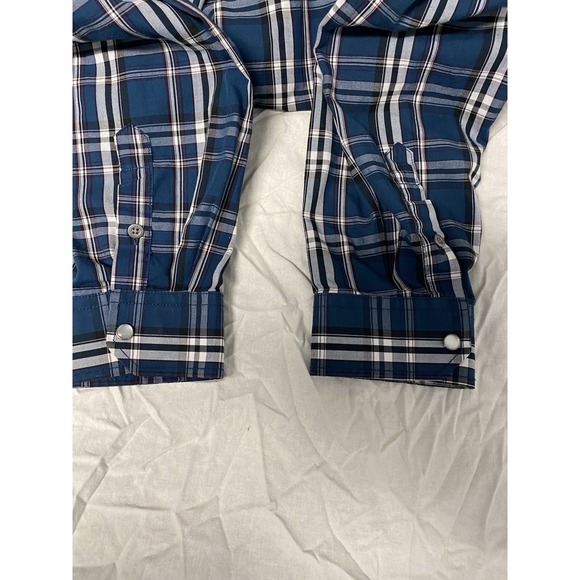 GC Pearl Snap Western Shirt XXL Plaid Blue White Long Sleeve - Picture 11 of 11